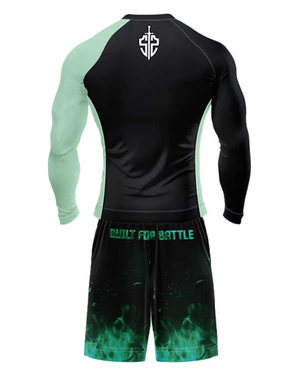 SASIB Forest Sword Rashguard (Full Sleeves Green) + SASIB Inferno MMA Shorts (Green)