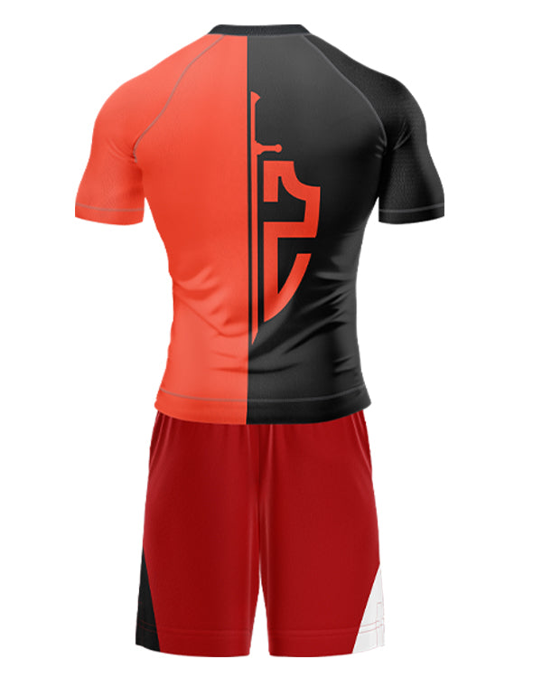 SASIB Yin & Yang Rashguard - Red | Black + SASIB Solid MMA Shorts - Red