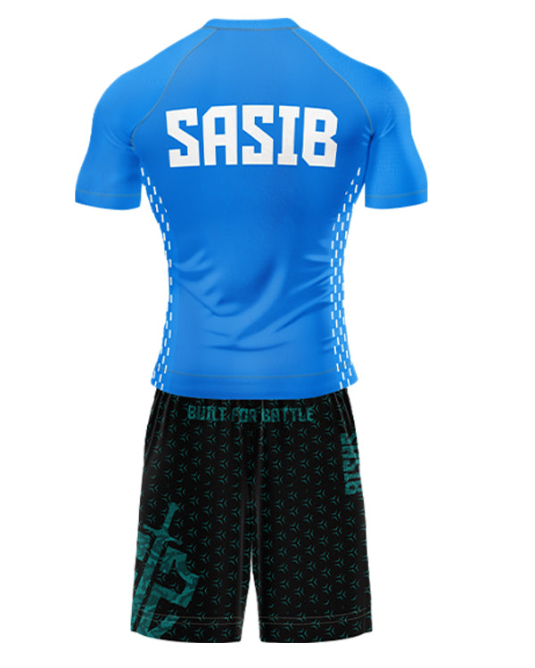 SASIB OG Rashguard - Blue + SASIB Shield TRAINING Shorts - Aqua
