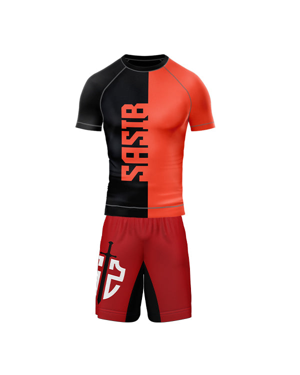 SASIB Yin Yang Rashguard Red Black SASIB Solid MMA Shorts