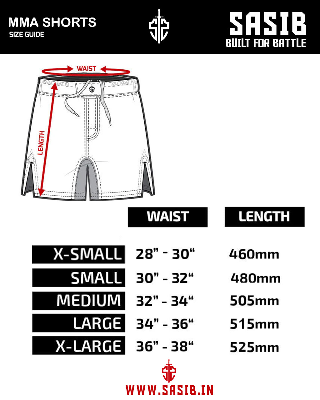 White Red MMA Shorts