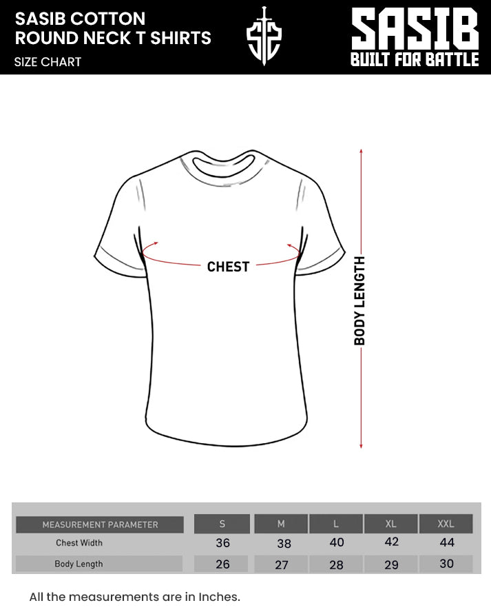 SASIB Tactical Black Round Neck Cotton T-Shirts
