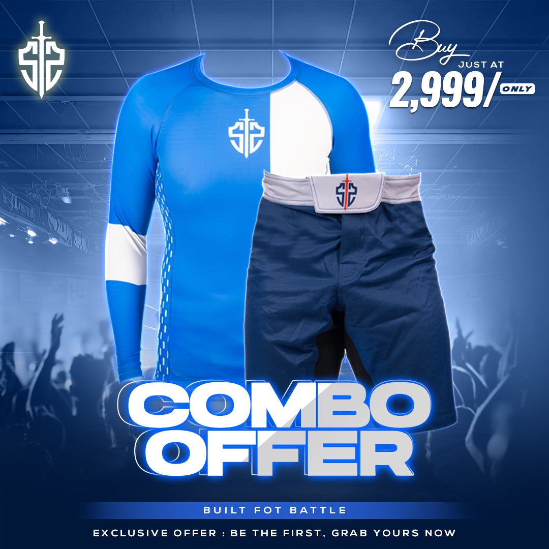 SASIB OG Full Sleeve Rashguard + MMA Shorts - Blue Combo Offer