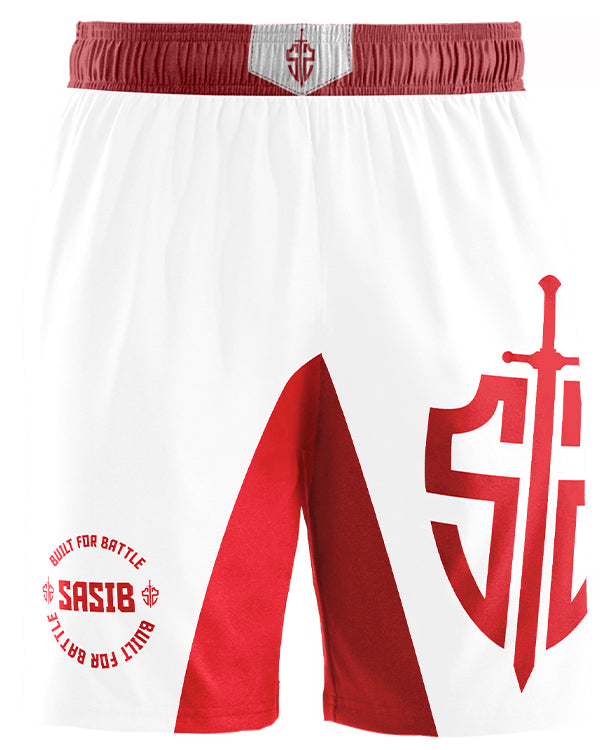 White Red MMA Shorts