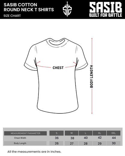 SASIB Tactical Black Round Neck Cotton T-Shirts